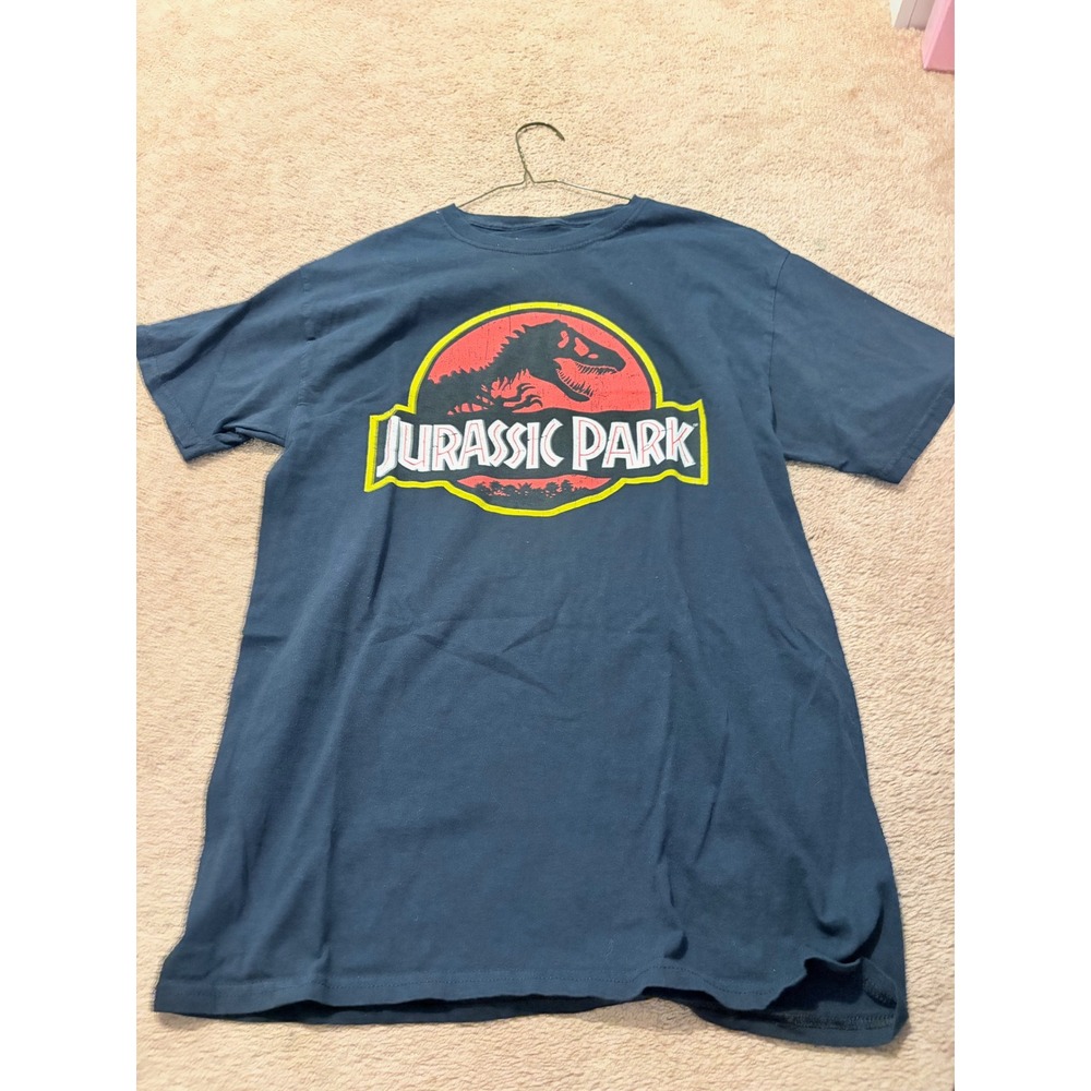 Jurassic Park Graphic T-Shirt Mens Medium Black Movie Logo Cotton Tee